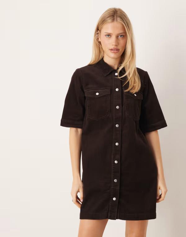 ジェイディーワイ レディース トップス 衣装 コール天 プルオーバー JDY corduroy shirt dress BROWN 赤銅色