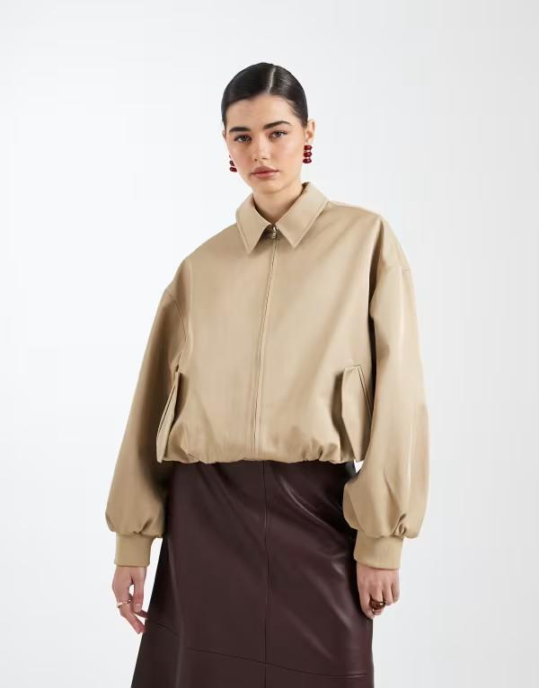エイソス レディース アウター 上衣・上衣 ASOS DESIGN oversized bomber jacket BEIGE ベージュ