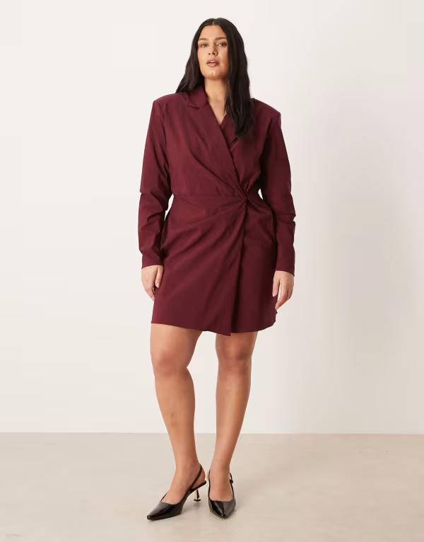 エイソス レディース トップス 衣装 ミニ スポーツジャケット ASOS Curve ASOS DESIGN Curve cinched blazer mini dress インチ deep burgundy バーガンディ