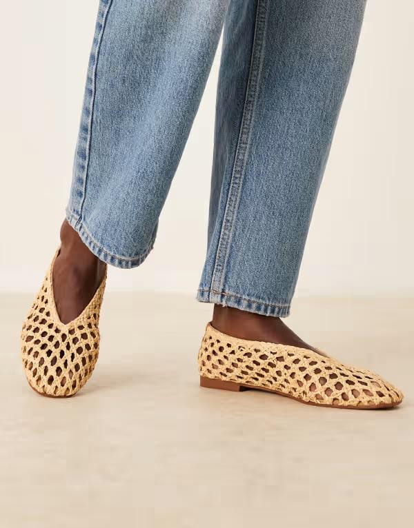 エイソス レディース シューズ パンプス ASOS DESIGN Wide Fit Linus clean ballet flats inatural weave NATURAL WEAVE 10,904円