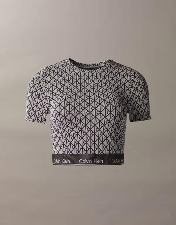 カルバンクライン レディース トップス プルオーバー 刷り上げる Calvin Klein Shapewear short sleeve top インチ all over print Multi マルチ色つや