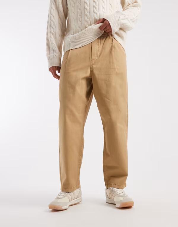 エイソス メンズ ボトムス カジュアルパンツ ASOS DESIGN pull-on relaxed tapered pants BEIGE ベージュ