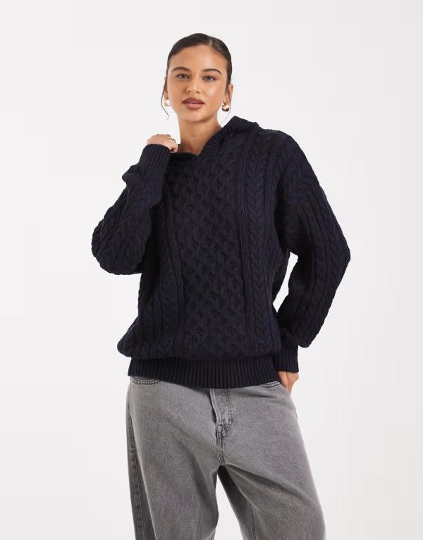 コットンオン レディース アウター ニット・セーター オックスフォード Cotton cable knit sweater in oxford Blue ブルー 13,986円