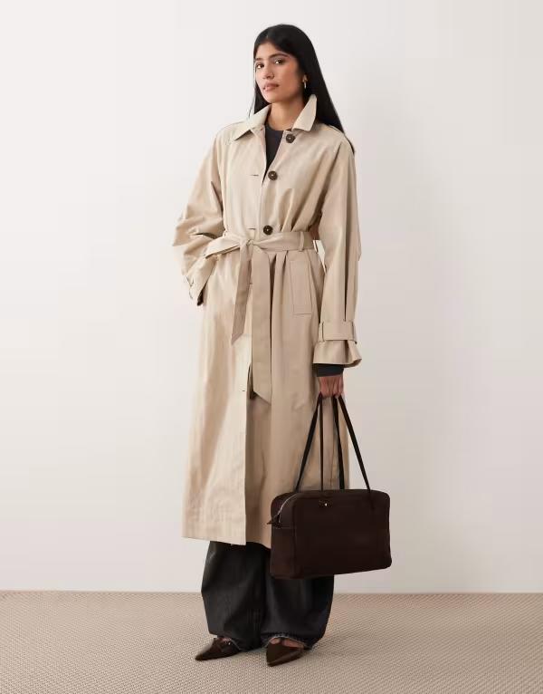 ノーバディーズ チャイルド レディース アウター コート ケープデザイン キャップ ケープ Nobody's Child cape back tie belt fluid trench coat in stone ストーン|ReVida 店