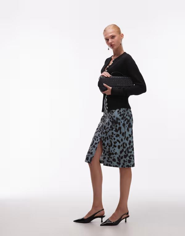 エイソス レディース 下つ方スコート 毛の荒物柄 刷り上げる midi ASOS DESIGN MIDI skirt animal print Animal print 毛の荒物 ボトムス-スカート-レディースファッション