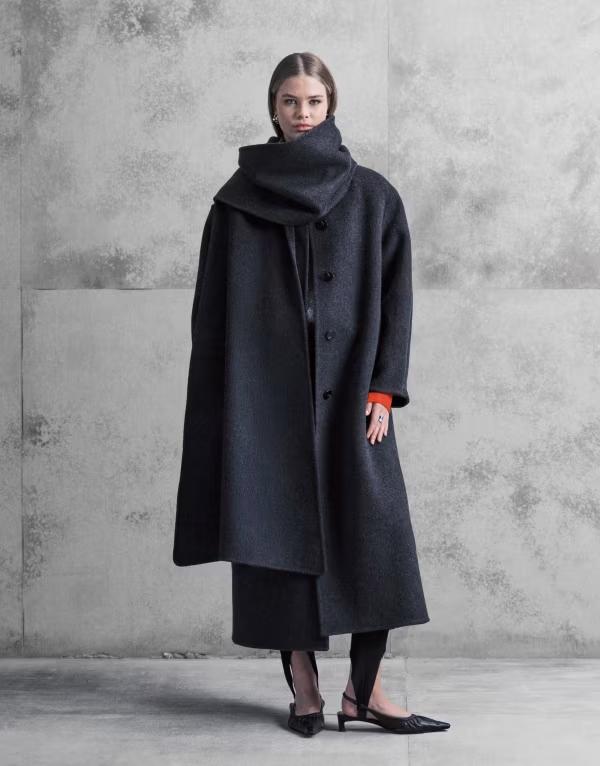 エイソス レディース アウター コート ウール ASOS DESIGN premium wool rich longline coat with detachable scarf in charcoal チャコール