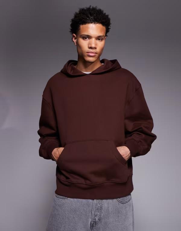 エイソス メンズ アウター パーカー・スウェット ASOS DESIGN premium heavyweight oversized 400gsm hoodie in dark Bitter chocolate チョコレート