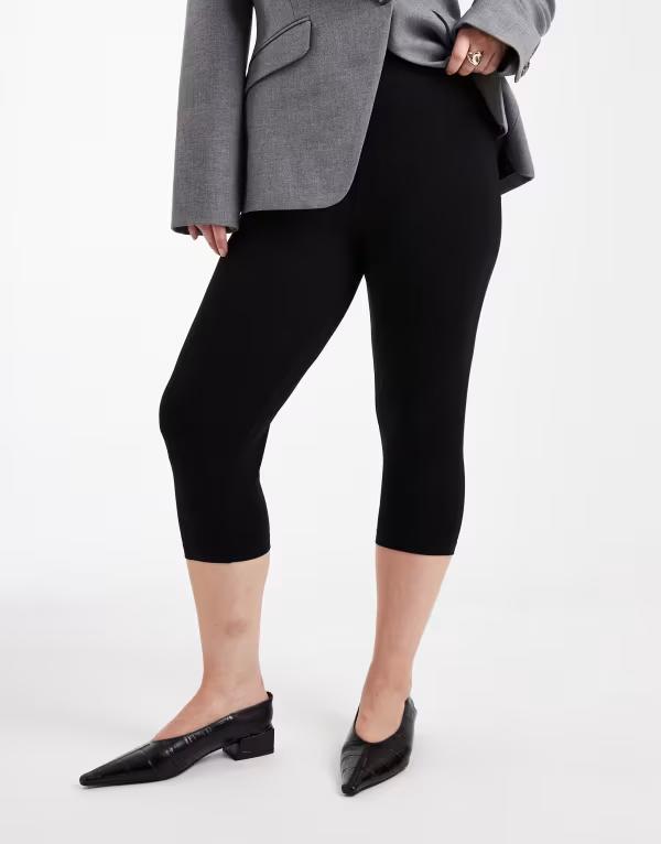 エイソス レディース ボトムス レギンス 旗がしら プルオーバー ASOS Curve ASOS DESIGN Curve jersey capri leggings Black 黒いこと