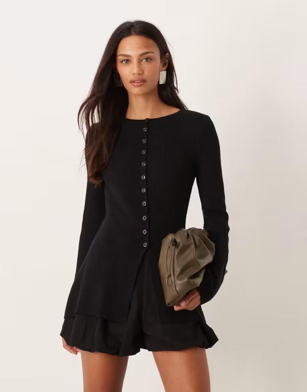 ノーバディーズ チャイルド レディース アウター ジレー 編み物 Nobody\u0027s Child knit longline cardigan Black 黒いこと