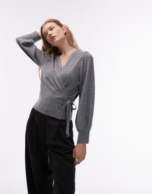 アンドアザーストーリーズ レディース アウター ジレー 羊毛 \u0026 Other Stories pure wool wrap cardigan インチ dark GRAY 薄墨色