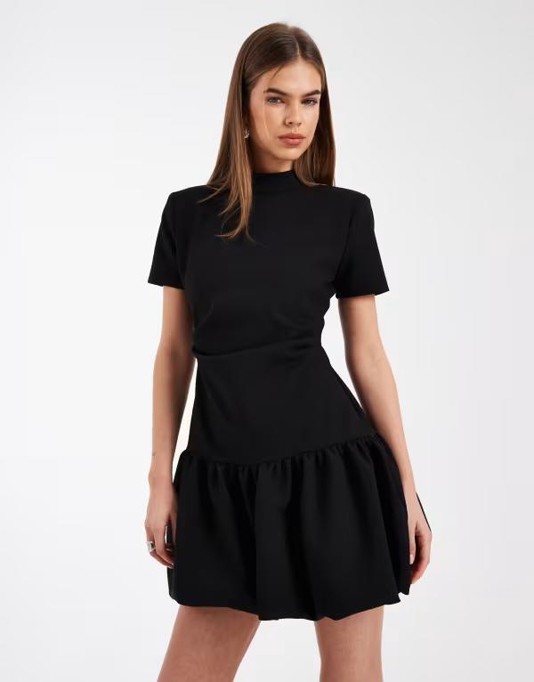 エイソス レディース トップス 衣装 ミニ ASOS DESIGN structured bubble hemini dress Black 黒いこと