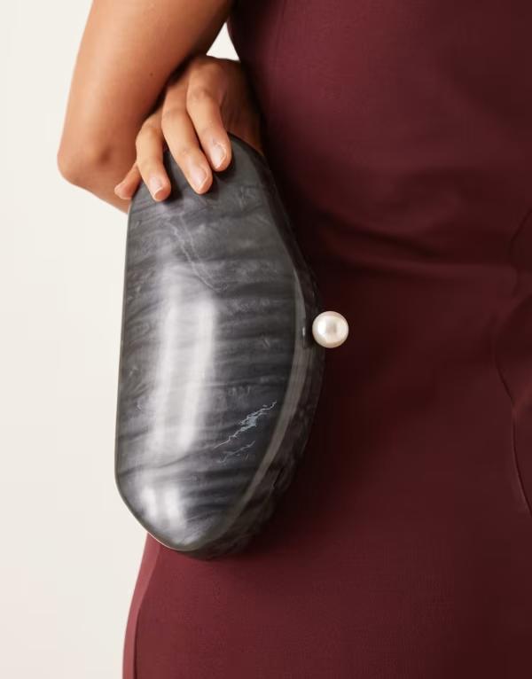 トゥルーデカデンス レディース バッグ True Decadence pearl and resin clutch bag Black ブラック