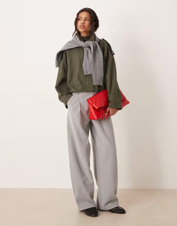 ジェイディーワイ レディース アウター ジャケット・ブルゾン スエード JDY faux suede bubble bomber jacket Khaki カーキ