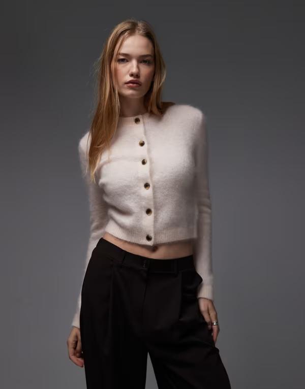 アンドアザーストーリーズ レディース アウター ジレー 羊毛 \u0026 Other Stories mohair and wool mix cardigan インチ peachy Pink サクラ色