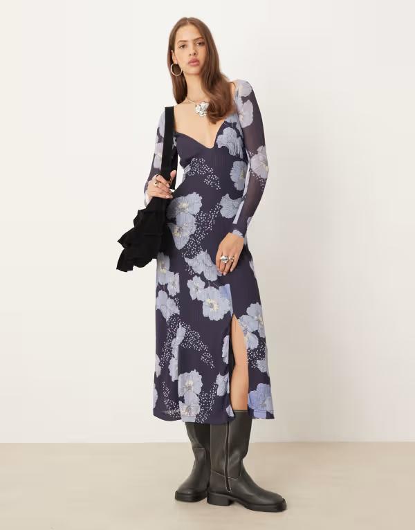フリーピープル レディース トップス ワンピース ミディ Free People Calla midi dress in sky combo BLUE ブルー