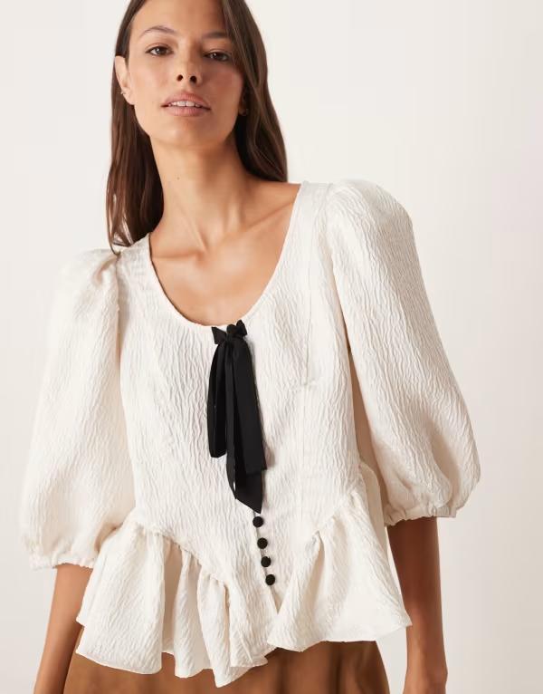 フリーピープル レディース トップス シャツ Free People Pamela bow top IVORY アイボリー