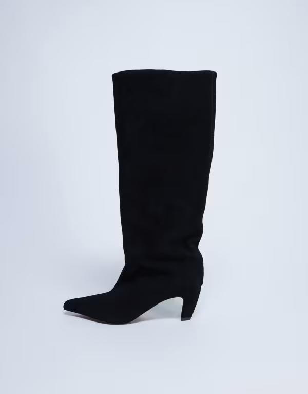 トップショップ レディース シューズ ブーツ・レインブーツ スエード Topshop Nelly real suede pointed toe slouchy boots Black ブラック｜ReVida 店