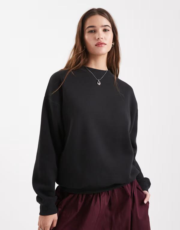 コットンオン レディース アウター パーカー・スウェット シャツ Cotton oversized sweatshirt Black ブラック|ReVida 店