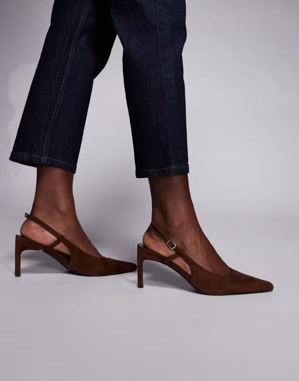 パブリックデザイア レディース シューズ スリッポン・ローファー スエードクロス 踵 Public Desire Salsa slingbackitten heelsuedette CHOCOLATE SUEDETTE 黒茶 靴-ローファー