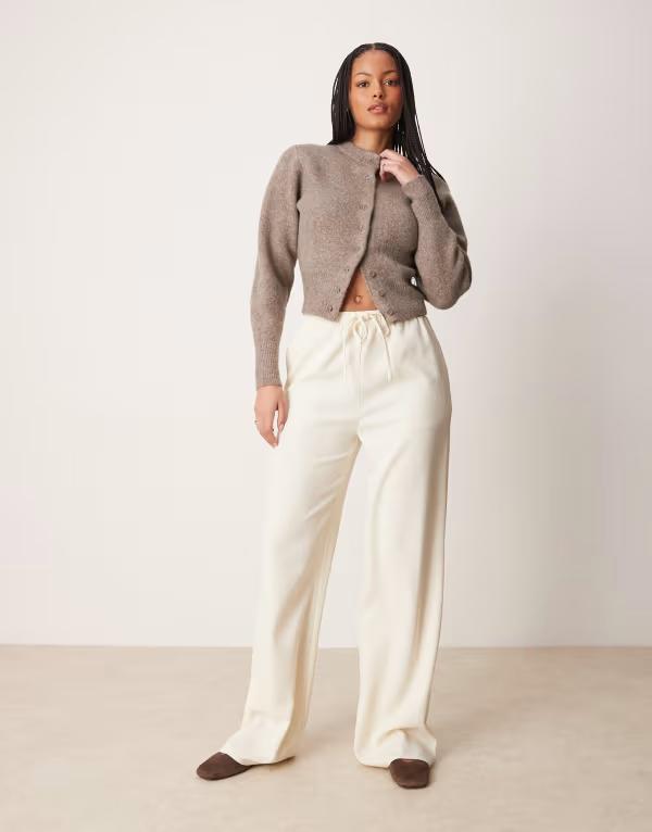 エイソス レディース ボトムス カジュアルパンツ トール リネン ASOS DESIGN Tallinen look tailored tie waist pull on pants in buttermilk