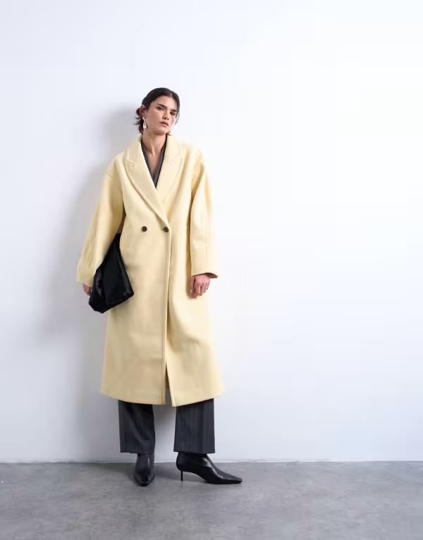 トップショップ レディース アウター コート Topshop ovoid sleeves double breasted longline formal coat in buttermilk