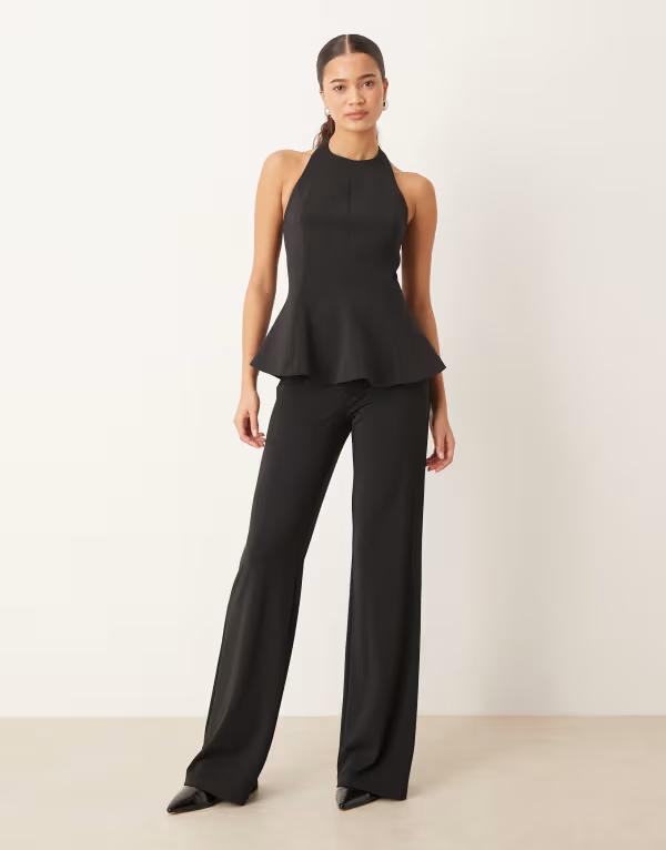 マンゴ レディース ボトムス カジュアルパンツ ストレート Mango Xcamilo straight leg pants - part of a set Black ブラック