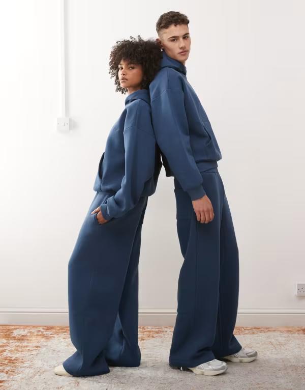 リクレイム ヴィンテージ レディース ボトムス カジュアルパンツ ワイドレッグ スウェットパンツ Reclaimed Vintage unisex heavyweight wide leg sweatpants blue - part of a set Navy Blue ネイビー|ReVida 店
