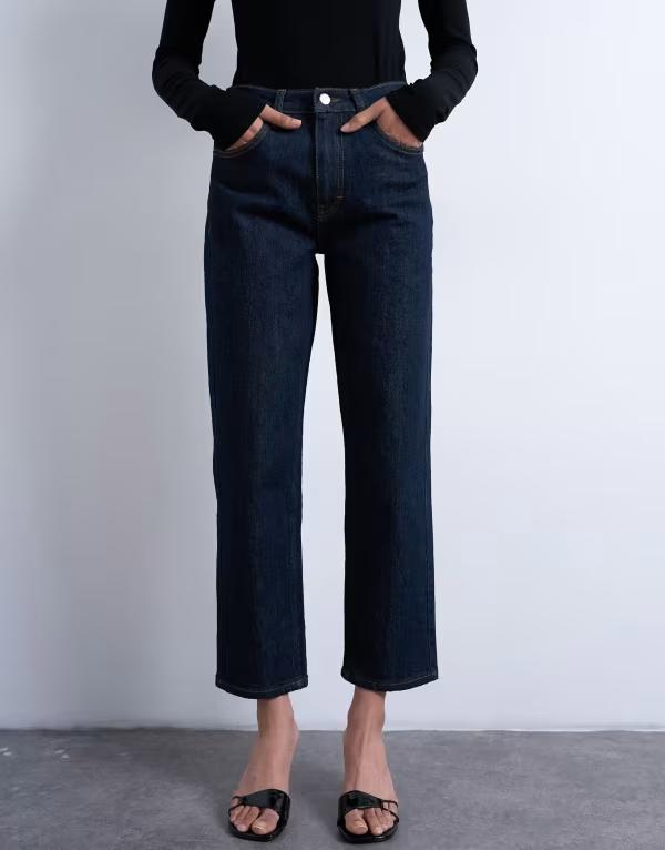 トップショップ レディース ボトムス デニムパンツ Topshop Orson mid rise comfort straight jean indigo rinse INDIGO インディゴ｜ReVida 店