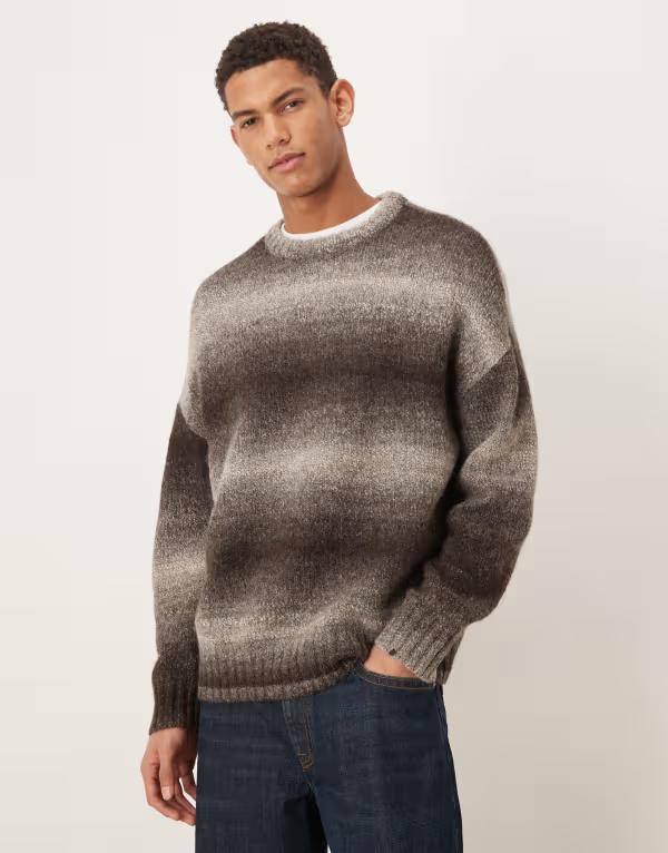 セレクティッド メンズ アウター ニット・セーター ウール Selected ombr wool blend sweater Delicioso ブラウン