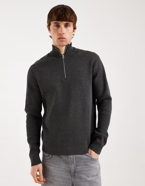 オンリーアンドサンズ メンズ アウター 編み物・スウェーター ハーフジップ ONLY \u0026 SONS half zip knit sweater インチ dark Gray Melange 薄墨色