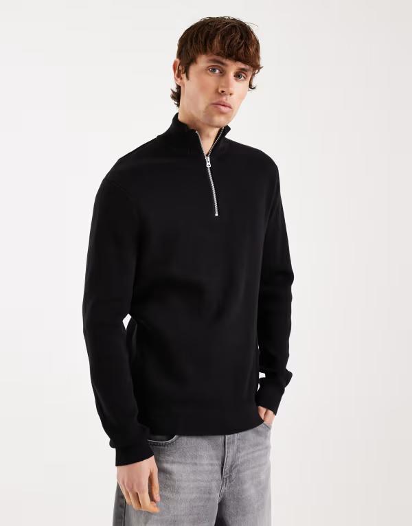 オンリーアンドサンズ メンズ アウター 編み物・スウェーター ハーフジップ ONLY \u0026 SONS half zip knit sweater Black 黒いこと