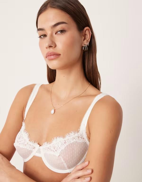 フリーピープル レディース アンダーウェア ブラジャー Free People fiona demi underwire bra White alyssum ホワイト