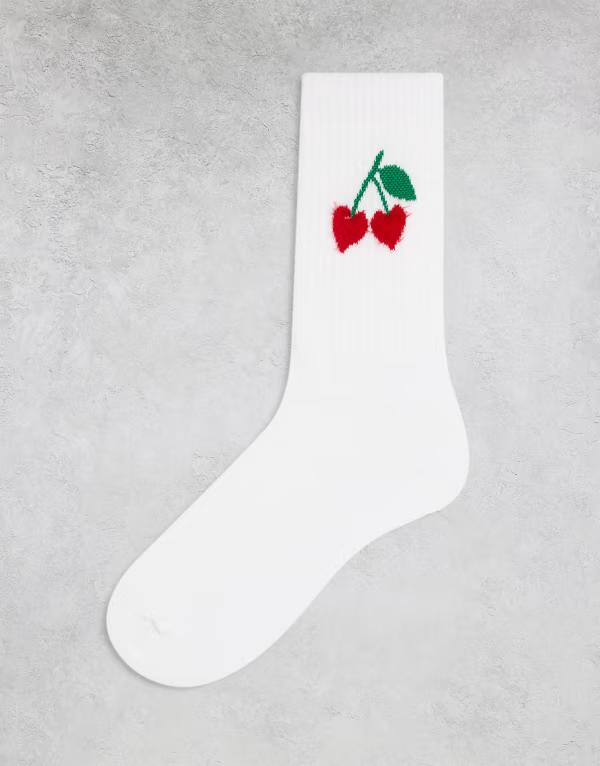 エイソス メンズ アンダーウェア 靴下 グラフィック ASOS DESIGN socks with boucle heart graphic WHITE ホワイト