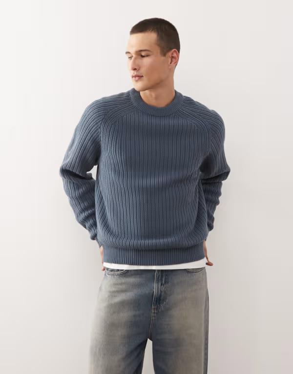 コルージョン メンズ アウター ニット・セーター COLLUSION knit sweater BLUE ブルー