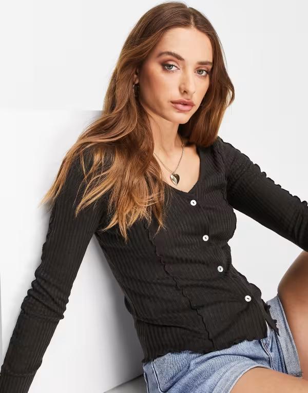 マンゴ レディース トップス タンクトップ Mango lettucedge button frontop in dark BROWN ブラウン 8,840円