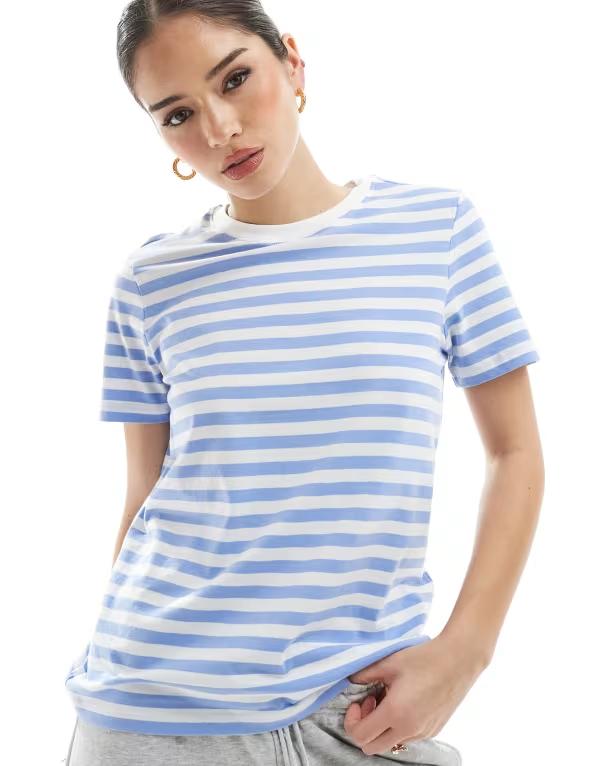 ピーシーズ レディース トップス Tシャツ Pieceshort sleeve boxy t-shirt and white stripe Hydrangea stripe ストライプ