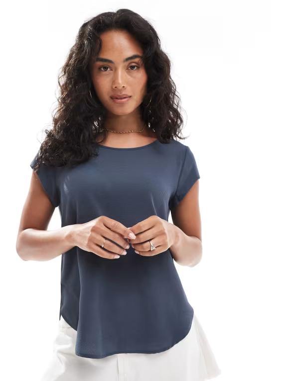 オンリー レディース トップス シャツ ブラウス ONLY zip back blouse in slate MID BLUE ブルー|ReVida 店
