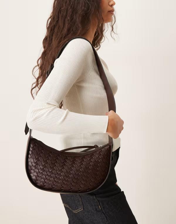 エイソス レディース バッグ ASOS DESIGN woven adjustable sling bag in chocolate チョコレート