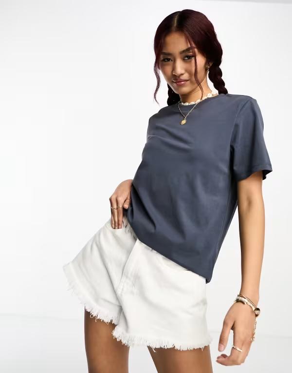 ピーシーズ レディース トップス ティーシャツ Pieces boxy t-shirt インチ slate Blue スレート レディースファッション-トップス