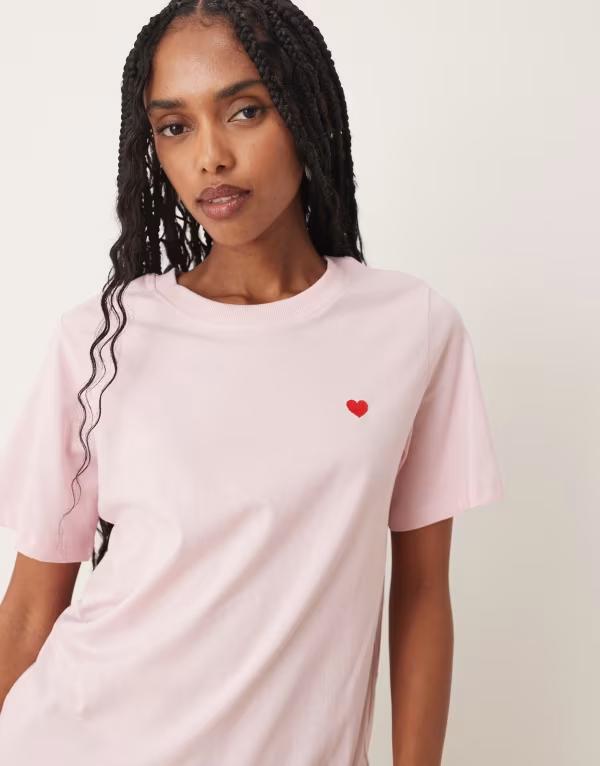 ジェイディーワイ レディース トップス Tシャツ プリント JDY heart print-shirt PINK ピンク