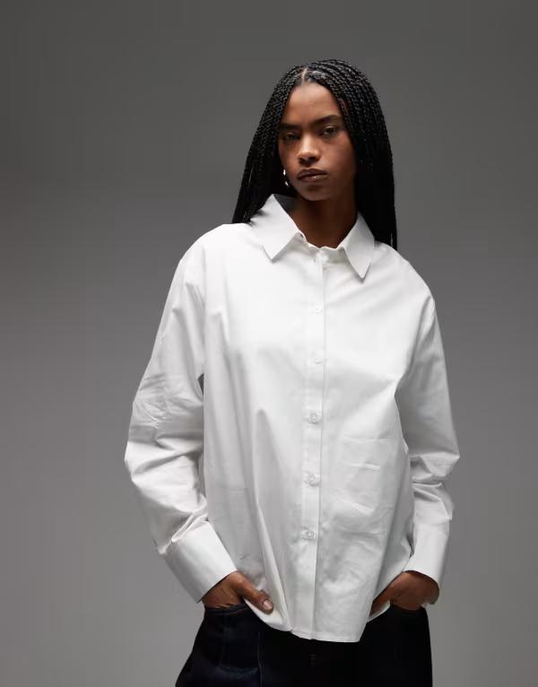 コルージョン レディース トップス シャツ COLLUSION oversized long sleeve shirt white ホワイト