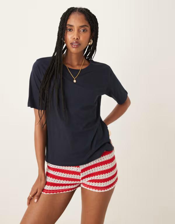 ジェイディーワイ レディース トップス Tシャツ JDY T-shirt NAVY ネイビー