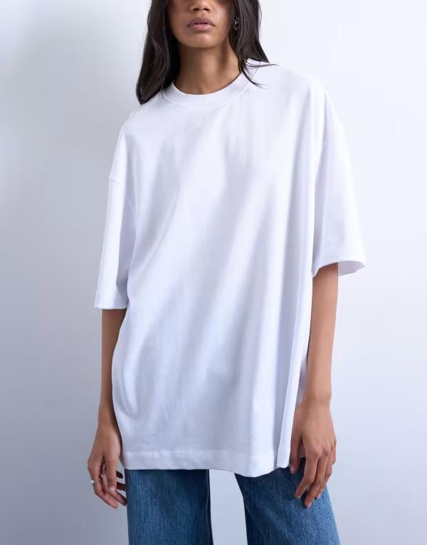 トップショップ レディース トップス Tシャツ ドロップショルダー Topshop oversizedrop shoulder tee WHITE ホワイト｜ReVida 店 8,386円