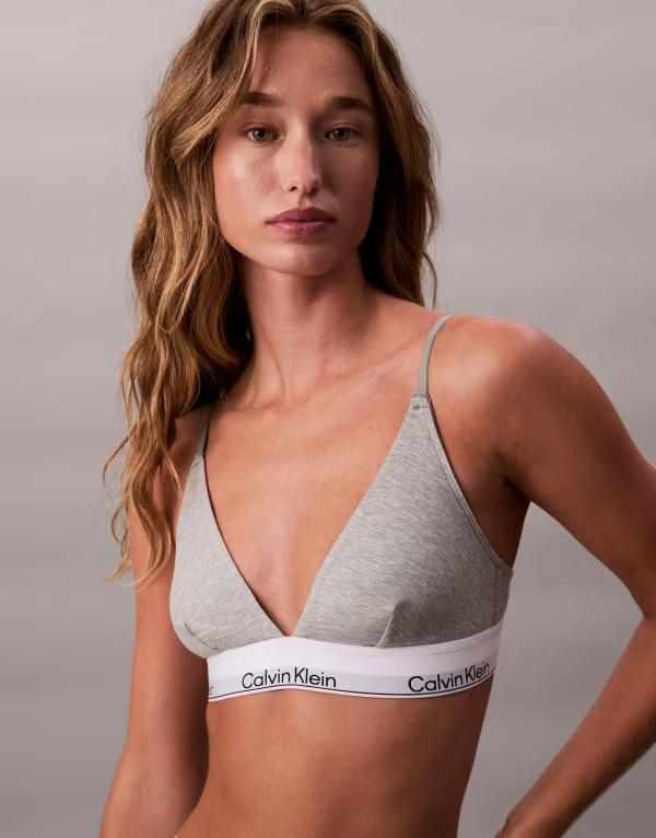 カルバンクライン レディース アンダーウェア ブラジャー コットン Calvin Klein Icon Cotton modal unlined triangle bralette Gray Heather グレー