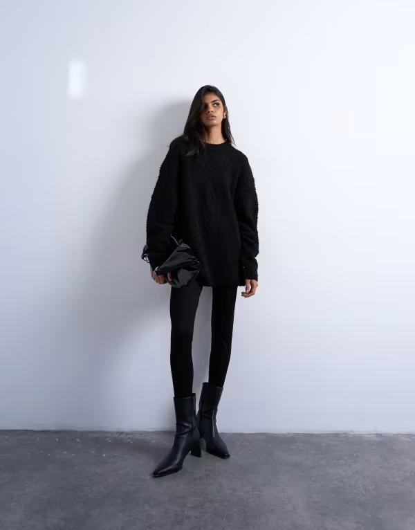 トップショップ レディース ボトムス レギンス Topshop fullengtheavy weight legging Black ブラック