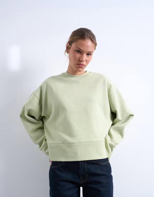とっ始め販売店 レディース アウター パーカー・スウェット プルオーバー Topshopremium heavyweight oversized sweatshirt インチ light GREEN 緑であること