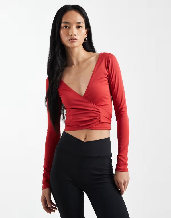 コットンオン レディース トップス Tシャツ Cotton ultra soft plunge topoppy レッド
