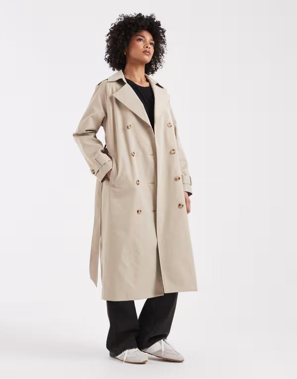 スリードベア レディース アウター コート Threadbare trench coat in light stone ストーン
