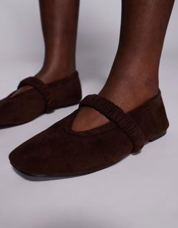 パブリックデザイア レディース シューズ パンプスエード Public Desire Frida ballet flatsuedette Brown imi suede ブラウン