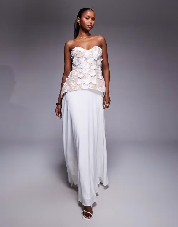 ジャーロ レディース トップス ワンピース フラワー柄 レース マキシ フラワー Jarlo Kay floralace bustier maxi dress Ivory アイボリー